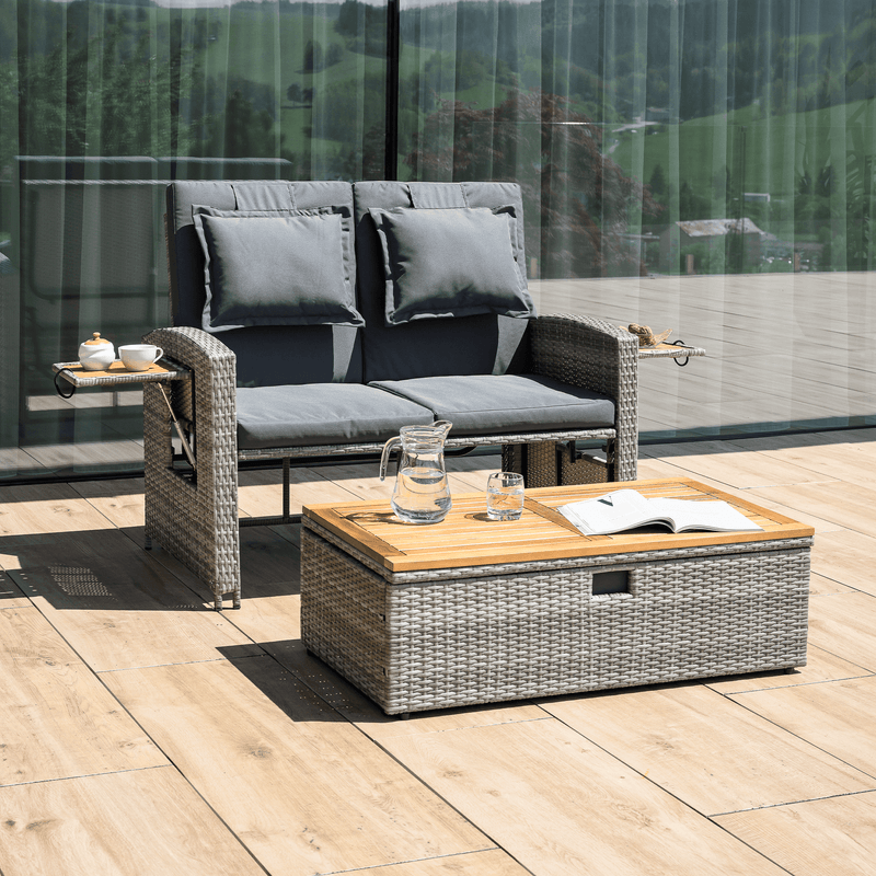 Casa si Gradina - Gradina si terasa - Mobilier exterior - Seturi mobila gradina - Canapea de gradina din ratan, gri/natural, MALORY - Infinity.ro