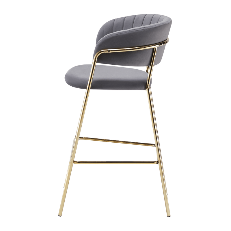 Casa si Gradina - Mobilier - Scaune si fotolii - Scaune - Scaun de bar de design, tesatura gri-maro Velvet/gold crom auriu, DASMIN TIP 2 - Infinity.ro