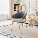 Casa si Gradina - Mobilier - Scaune si fotolii - Scaune - Fotoliu de sufragerie de design, gri-maro Velvet/gold crom auriu, DASMIN TIP 1 - Infinity.ro