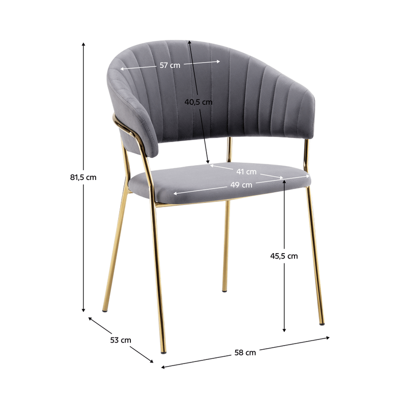 Casa si Gradina - Mobilier - Scaune si fotolii - Scaune - Fotoliu de sufragerie de design, gri-maro Velvet/gold crom auriu, DASMIN TIP 1 - Infinity.ro