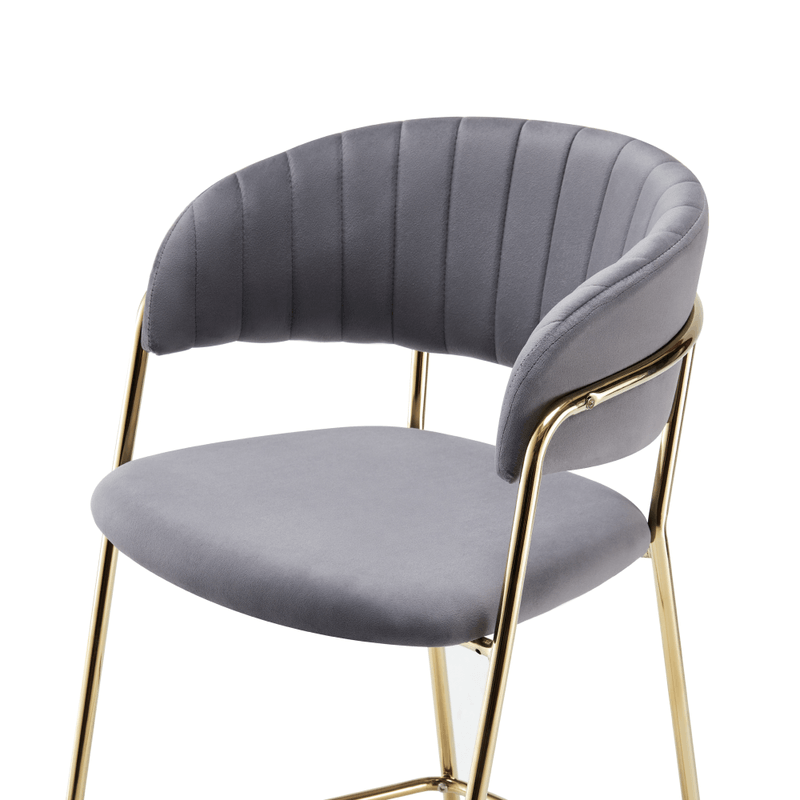 Casa si Gradina - Mobilier - Scaune si fotolii - Scaune - Scaun de bar de design, tesatura gri-maro Velvet/gold crom auriu, DASMIN TIP 2 - Infinity.ro
