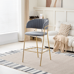 Casa si Gradina - Mobilier - Scaune si fotolii - Scaune - Scaun de bar de design, tesatura gri-maro Velvet/gold crom auriu, DASMIN TIP 2 - Infinity.ro