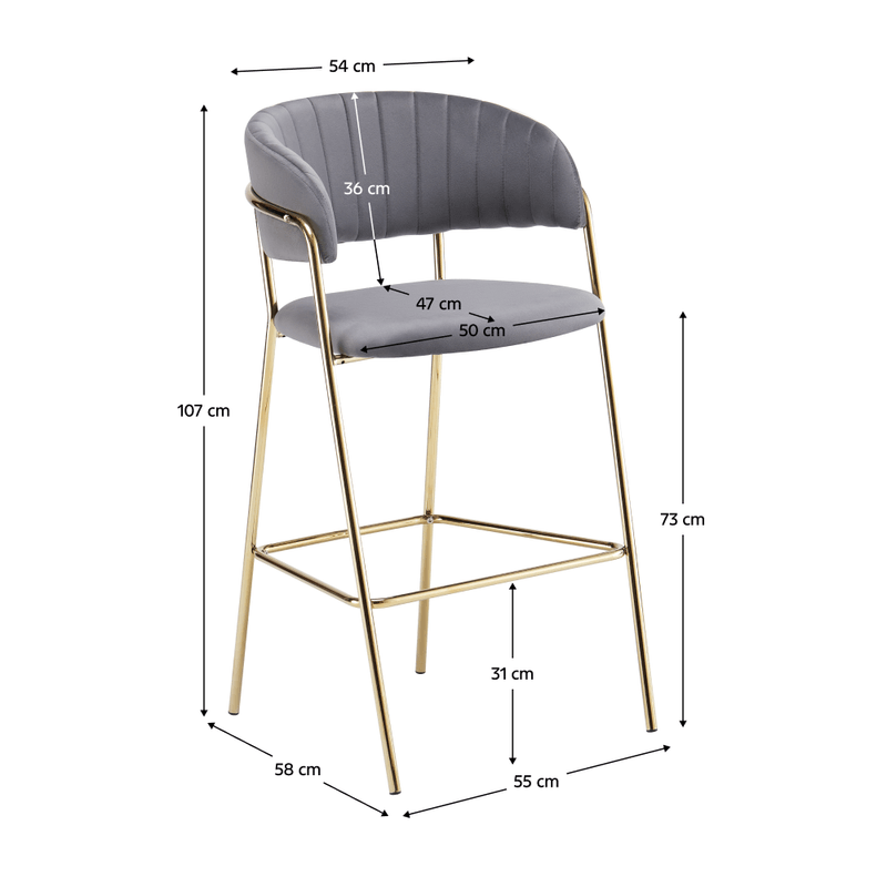 Casa si Gradina - Mobilier - Scaune si fotolii - Scaune - Scaun de bar de design, tesatura gri-maro Velvet/gold crom auriu, DASMIN TIP 2 - Infinity.ro