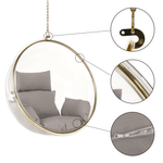Casa si Gradina - Gradina si terasa - Balansoare si hamace - Balansoare - Scaun suspendat, transparent/ auriu/ gri, BUBBLE NEW TIP 1 - Infinity.ro