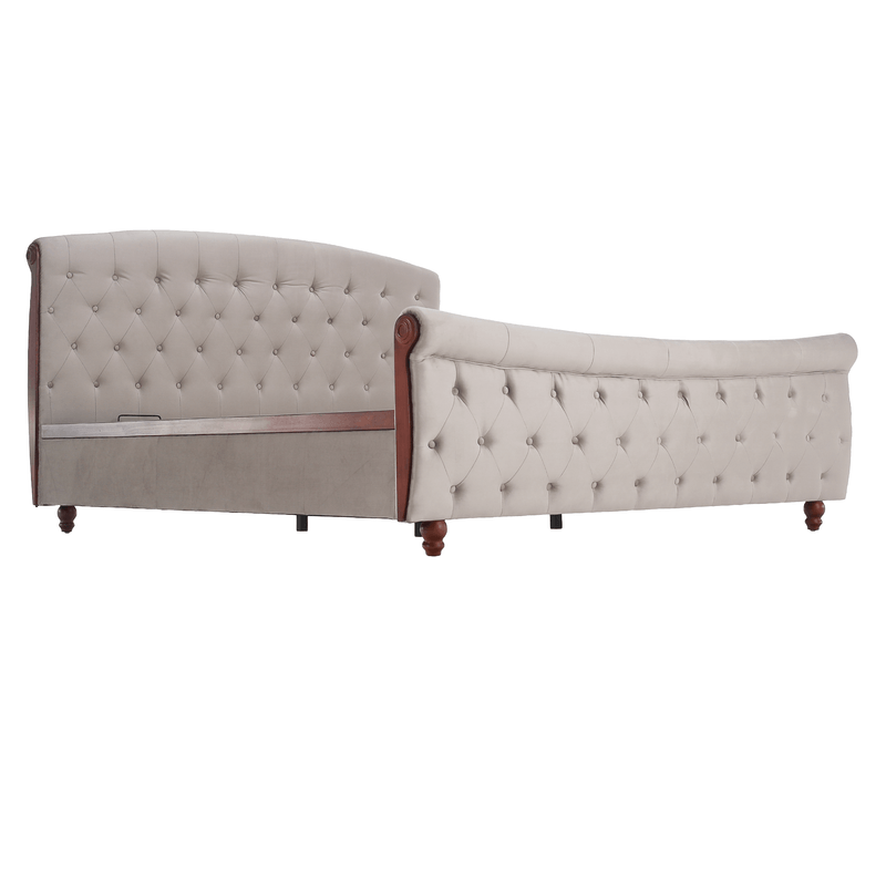 Casa si Gradina - Mobilier - Paturi si accesorii - Paturi - Pat cu somiera, 180x200, gri-maroniu, tesatura Taupe Velvet, BARETO - Infinity.ro