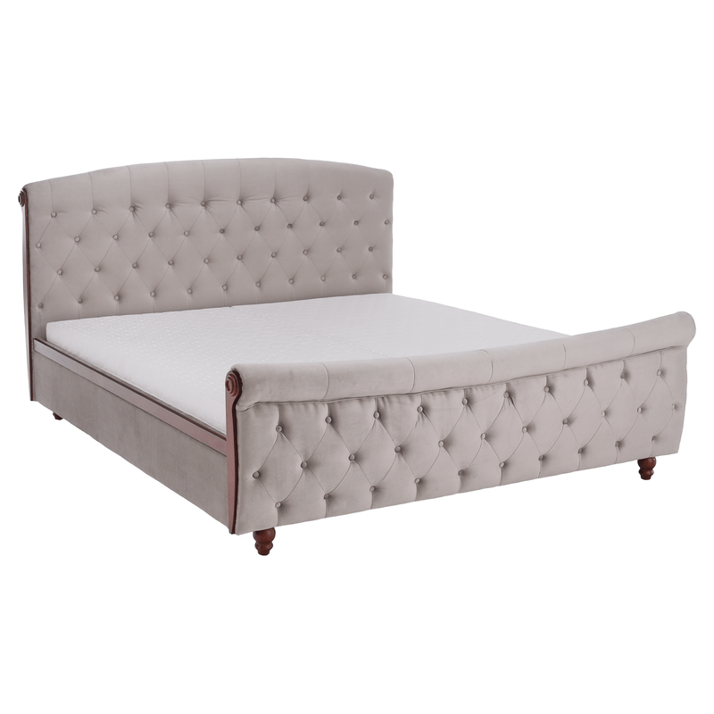 Casa si Gradina - Mobilier - Paturi si accesorii - Paturi - Pat cu somiera, 180x200, gri-maroniu, tesatura Taupe Velvet, BARETO - Infinity.ro