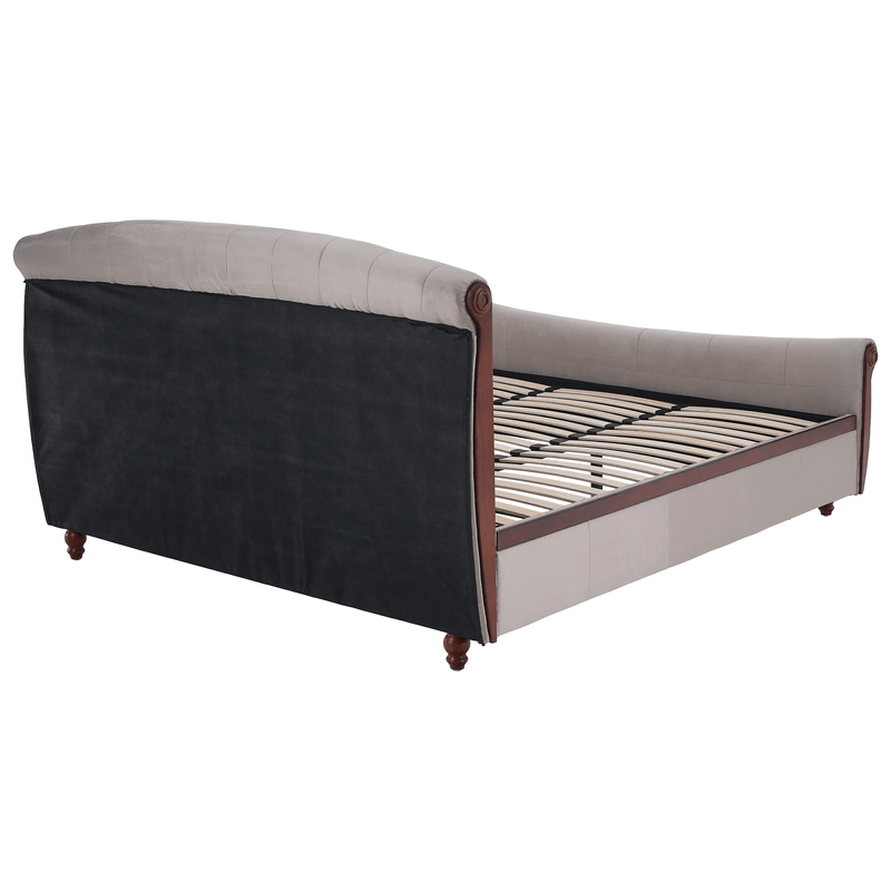 Casa si Gradina - Mobilier - Paturi si accesorii - Paturi - Pat cu somiera, 180x200, gri-maroniu, tesatura Taupe Velvet, BARETO - Infinity.ro