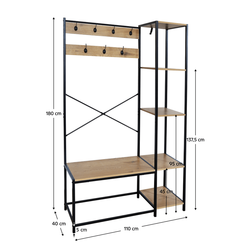 Casa si Gradina - Mobilier - Organizare si depozitare - Cuiere - Umeras, negru/stejar, BERDY - Infinity.ro