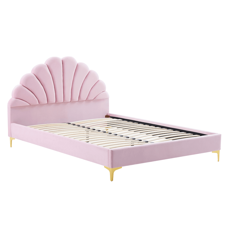 Casa si Gradina - Mobilier - Paturi si accesorii - Paturi - Pat cu grila, 140x200, tesatura roz Velvet, ISADORA - Infinity.ro