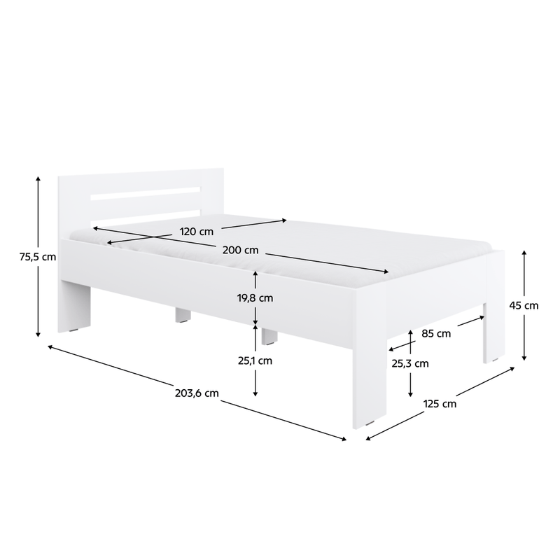 Casa si Gradina - Mobilier - Mobilier copii - Patuturi copii - Pat, 120x200, alb,BASIS - Infinity.ro