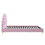 Casa si Gradina - Mobilier - Paturi si accesorii - Paturi - Pat cu grila, 140x200, tesatura roz Velvet, ISADORA - Infinity.ro