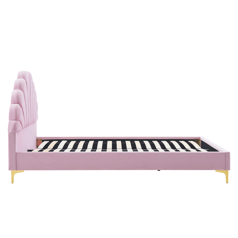 Casa si Gradina - Mobilier - Paturi si accesorii - Paturi - Pat cu grila, 140x200, tesatura roz Velvet, ISADORA - Infinity.ro