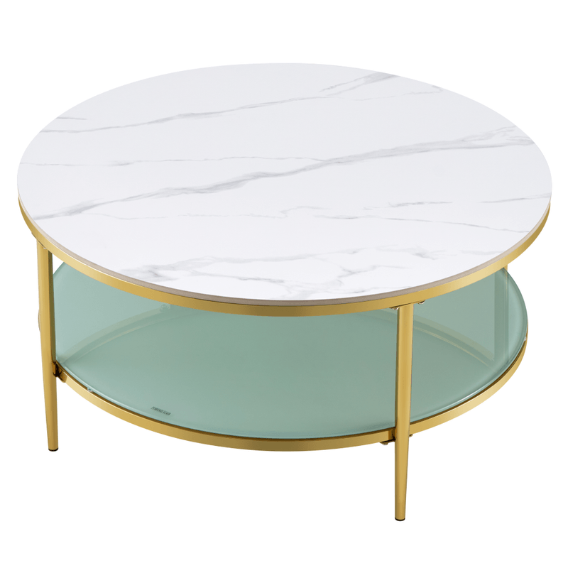 Casa si Gradina - Mobilier - Mese si birouri - Masute de cafea - Masa de cafea, marmura deschisa/lapte/gold crom-auriu, ENION 2 NEW - Infinity.ro