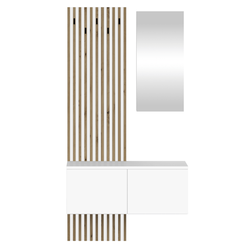 Casa si Gradina - Mobilier - Dulapuri si sifoniere - Dulapuri - Set pentru hol, alb/stejar Artisan, REBEKA - Infinity.ro