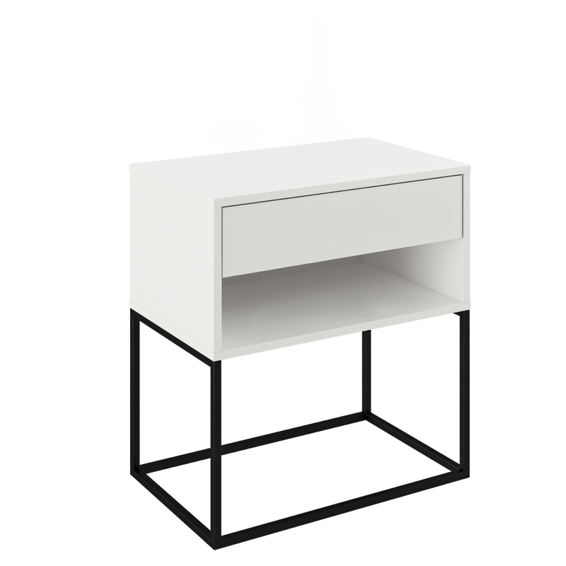 Casa si Gradina - Mobilier - Comode si corpuri - Noptiere - Noptiera/masuta ajutatoare, alb/negru, ARTI TYP 2 - Infinity.ro