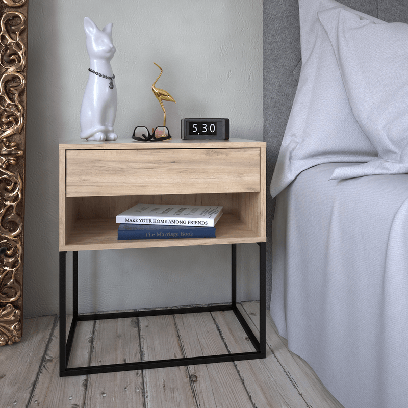 Casa si Gradina - Mobilier - Comode si corpuri - Noptiere - Noptiera/masuta ajutatoare, stejar artizanal/negru, ARTI TYP 2 - Infinity.ro