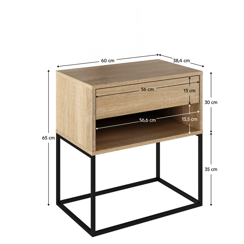 Casa si Gradina - Mobilier - Comode si corpuri - Noptiere - Noptiera/masuta ajutatoare, stejar sonoma/negru, ARTI TYP 2 - Infinity.ro