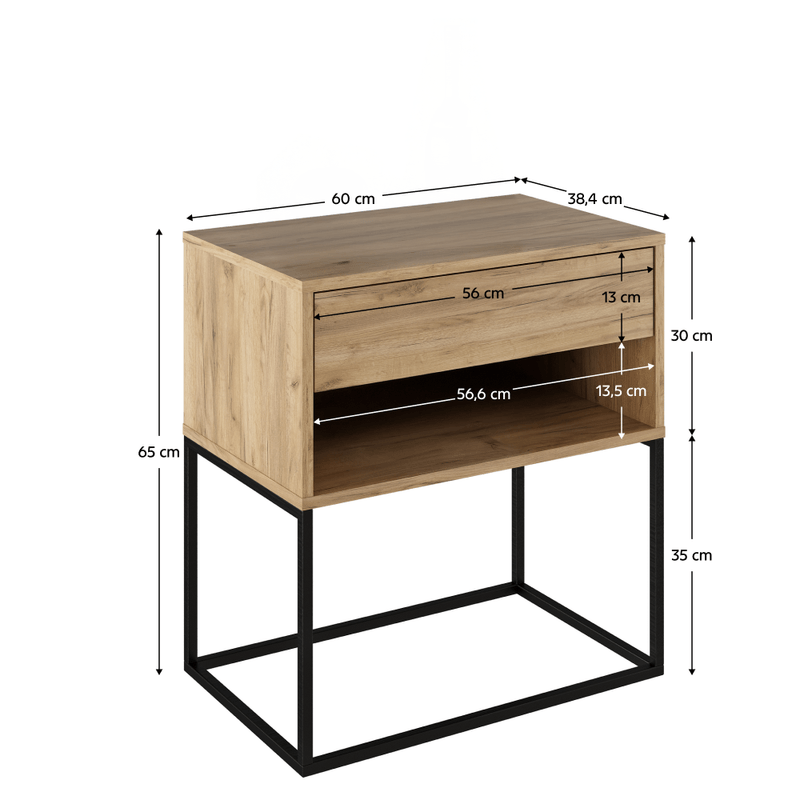 Casa si Gradina - Mobilier - Comode si corpuri - Noptiere - Noptiera/masuta ajutatoare, stejar artizanal/negru, ARTI TYP 2 - Infinity.ro