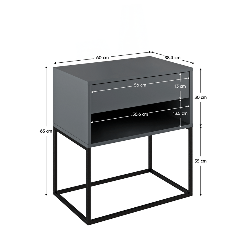 Casa si Gradina - Mobilier - Comode si corpuri - Noptiere - Noptiera/masuta ajutatoare, grafit/negru, ARTI TYP 2 - Infinity.ro
