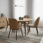 Casa si Gradina - Mobilier - Scaune si fotolii - Scaune - Scaun de sufragerie, bej-maroniu/lemn natural/negru, VUDIA - Infinity.ro