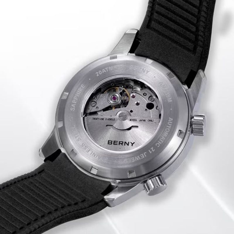 Fashion, accesorii si bijuterii - Barbati - Bijuterii barbati - Ceasuri barbati - Ceas Automatic BERNY AM439M Crem, Miyota 8215, Safir AR, 200M, 42mm - Infinity.ro