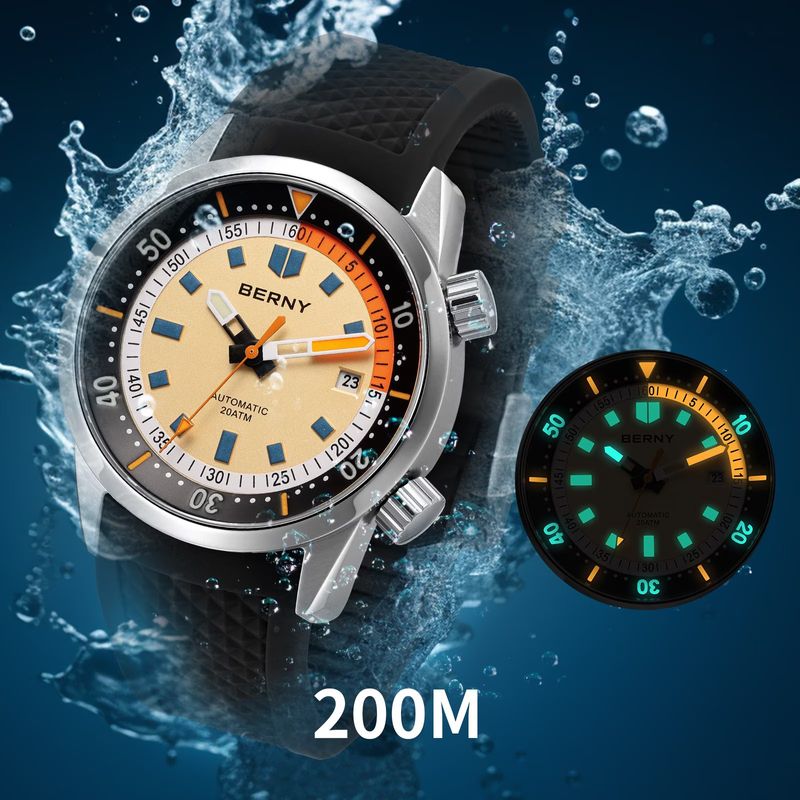 Fashion, accesorii si bijuterii - Barbati - Bijuterii barbati - Ceasuri barbati - Ceas Automatic BERNY AM439M Crem, Miyota 8215, Safir AR, 200M, 42mm - Infinity.ro
