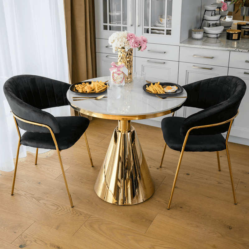 Casa si Gradina - Mobilier - Mese si birouri - Mese bucatarie si dining - Masa de sufragerie, aurie/marmura alba, GREIS TIP 1 - Infinity.ro