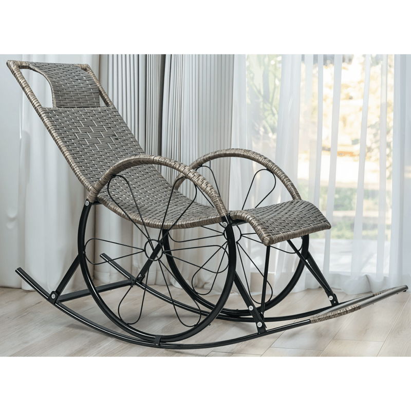 Casa si Gradina - Mobilier - Scaune si fotolii - Fotolii - Scaun de balansare, ratan/metal, gri, ROKIN - Infinity.ro