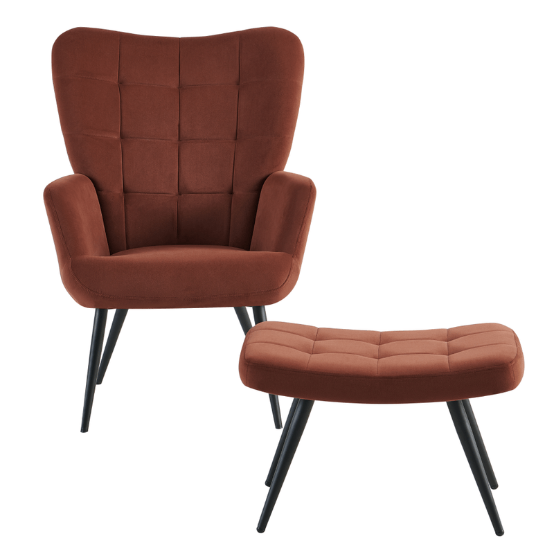 Casa si Gradina - Mobilier - Scaune si fotolii - Fotolii - Fotoliu cu suport pentru picioare, tesatura Velvet maro/negru, HABEN - Infinity.ro