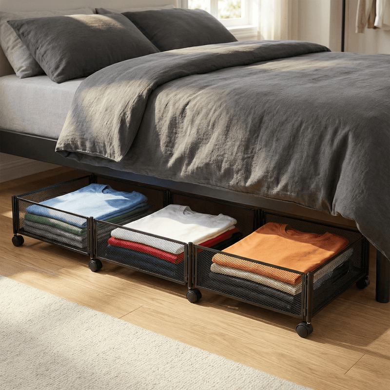 Casa si Gradina - Mobilier - Paturi si accesorii - Accesorii paturi - Organizator sub pat cu roti, negru, TOMKO TYP 2 - Infinity.ro