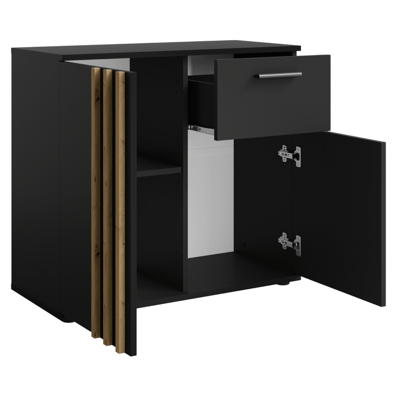 Casa si Gradina - Mobilier - Comode si corpuri - Comode - Comoda, 2D1S, neagra/stejar artisan, TOLIS TYP 4 - Infinity.ro