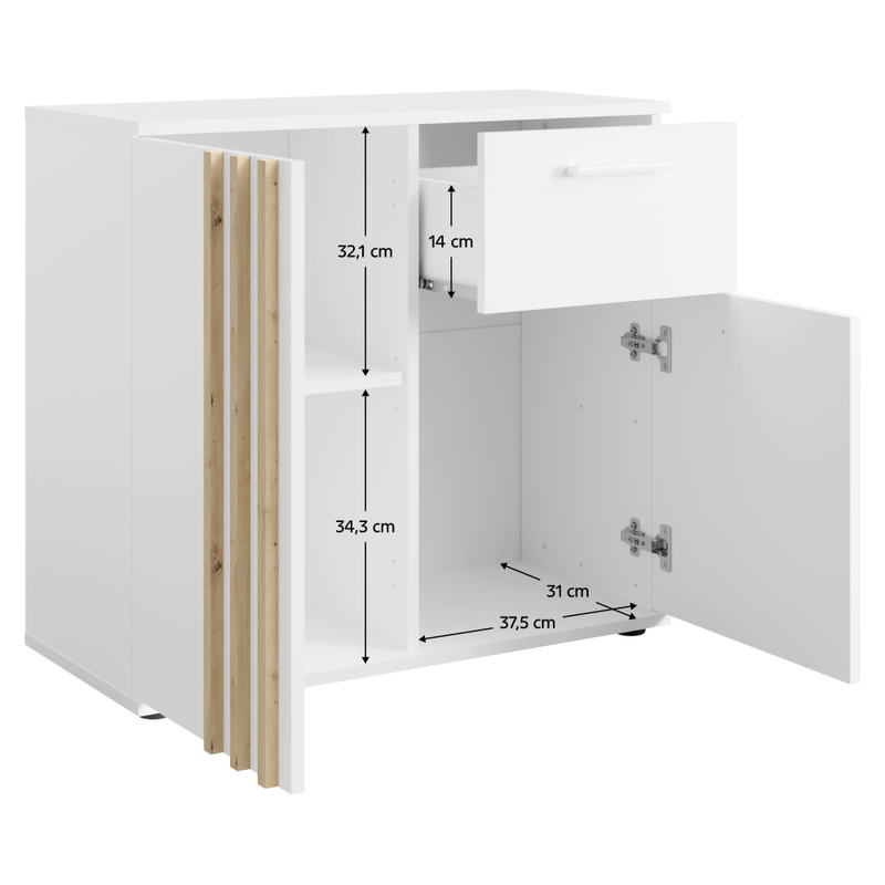 Casa si Gradina - Mobilier - Comode si corpuri - Comode - Comoda, 2D1S, alb/stejar artisan, TOLIS TYP 4 - Infinity.ro