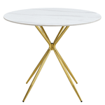 Casa si Gradina - Mobilier - Mese si birouri - Mese bucatarie si dining - Masa de bucatarie, marmura alba/gold crom aurie, diametru 90 cm, MEKNER - Infinity.ro