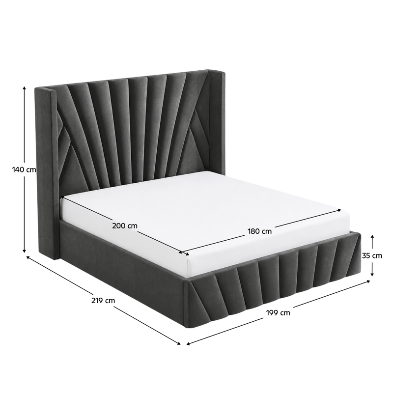 Casa si Gradina - Mobilier - Paturi si accesorii - Paturi - Pat cu somiera, 180x200, tesatura gri inchis Velvet, PENELOPE - Infinity.ro