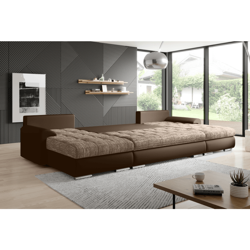 Casa si Gradina - Mobilier - Canapele si coltare - Coltare - Set canapea universala, piele ecologica maro/melir maro, TOLITA U UNI - Infinity.ro