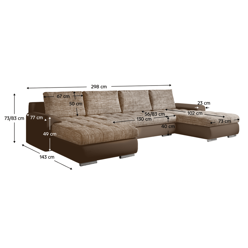 Casa si Gradina - Mobilier - Canapele si coltare - Coltare - Set canapea universala, piele ecologica maro/melir maro, TOLITA U UNI - Infinity.ro