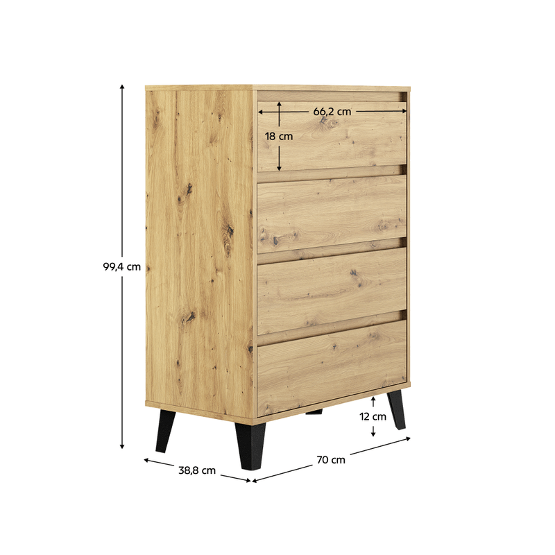 Casa si Gradina - Mobilier - Comode si corpuri - Comode - Comoda, stejar artisan, BOGAN NEW 4S70 - Infinity.ro