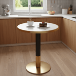 Casa si Gradina - Mobilier - Mese si birouri - Mese bucatarie si dining - Masa bistro de sufragerie, marmura alba/negru/auriu, diametru 80 cm, OREN - Infinity.ro