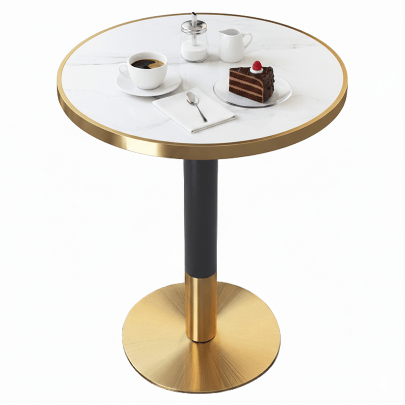 Casa si Gradina - Mobilier - Mese si birouri - Mese bucatarie si dining - Masa bistro de sufragerie, marmura alba/negru/auriu, diametru 80 cm, OREN - Infinity.ro