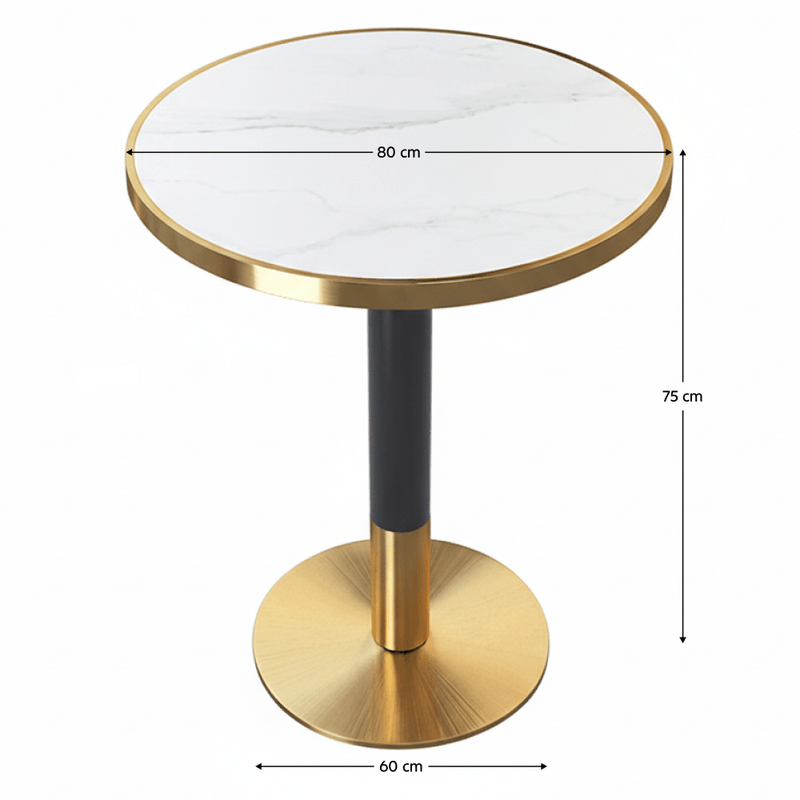 Casa si Gradina - Mobilier - Mese si birouri - Mese bucatarie si dining - Masa bistro de sufragerie, marmura alba/negru/auriu, diametru 80 cm, OREN - Infinity.ro