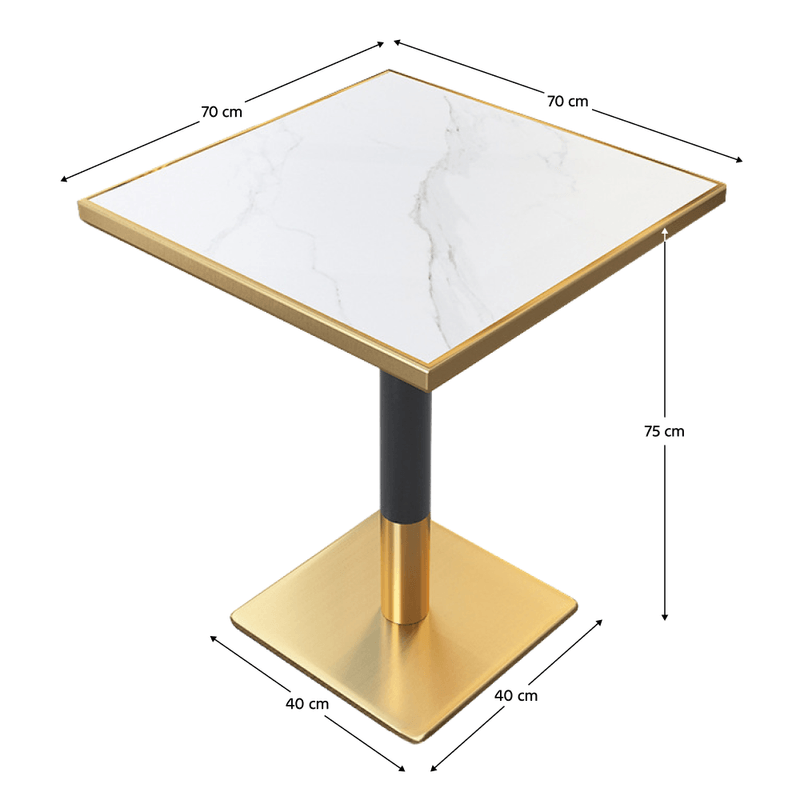 Casa si Gradina - Mobilier - Mese si birouri - Mese bucatarie si dining - Masa bistro de sufragerie, marmura alba/negru/auriu, 70x70 cm, PRESTON - Infinity.ro