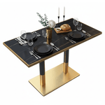 Casa si Gradina - Mobilier - Mese si birouri - Mese bucatarie si dining - Masa bistro de sufragerie, marmura neagra/negru/auriu, 120x70 cm, DARIAN - Infinity.ro