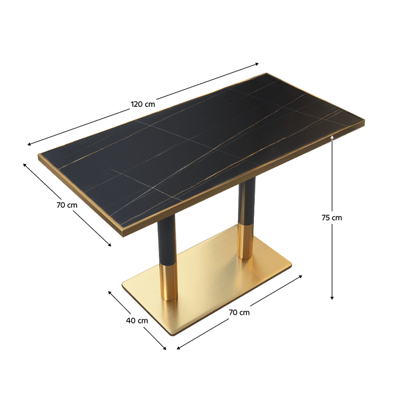 Casa si Gradina - Mobilier - Mese si birouri - Mese bucatarie si dining - Masa bistro de sufragerie, marmura neagra/negru/auriu, 120x70 cm, DARIAN - Infinity.ro