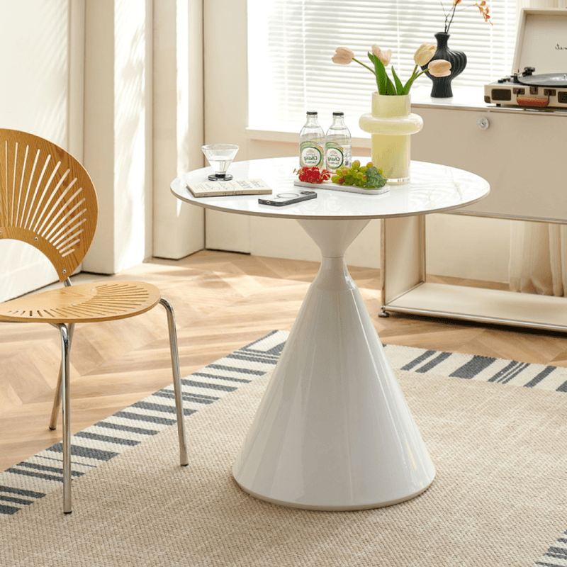 Casa si Gradina - Mobilier - Mese si birouri - Mese bucatarie si dining - Masa de sufragerie, marmura deschisa/alba, diametru 80 cm, VALER - Infinity.ro