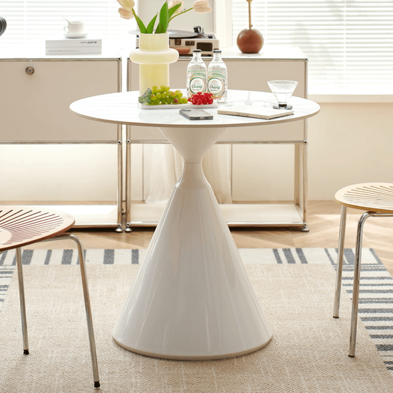 Casa si Gradina - Mobilier - Mese si birouri - Mese bucatarie si dining - Masa de sufragerie, marmura deschisa/alba, diametru 80 cm, VALER - Infinity.ro