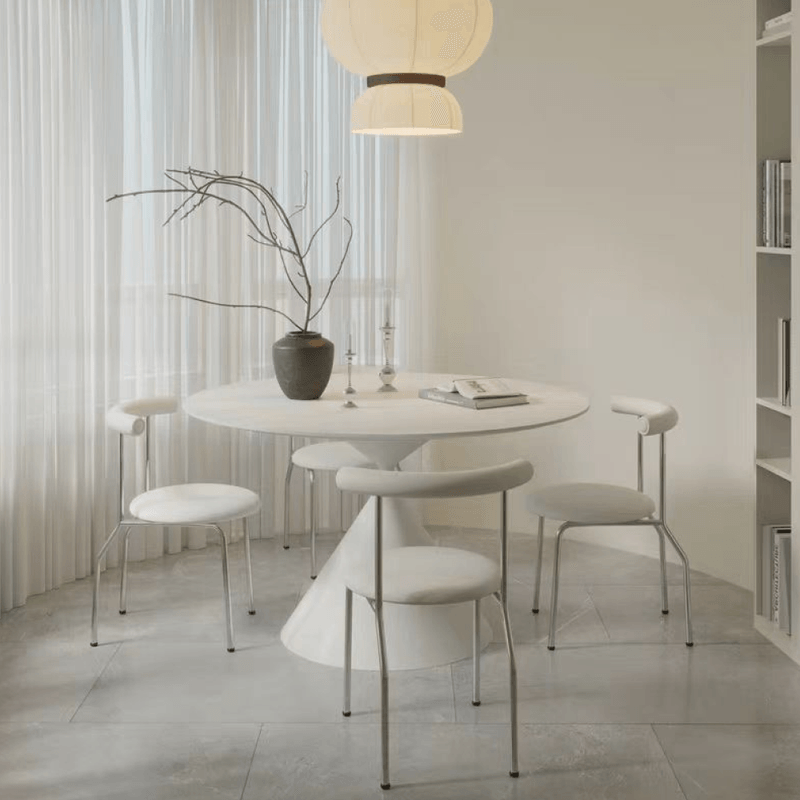Casa si Gradina - Mobilier - Mese si birouri - Mese bucatarie si dining - Masa de sufragerie, marmura deschisa/alba, diametru 100 cm, VALER TYP 2 - Infinity.ro