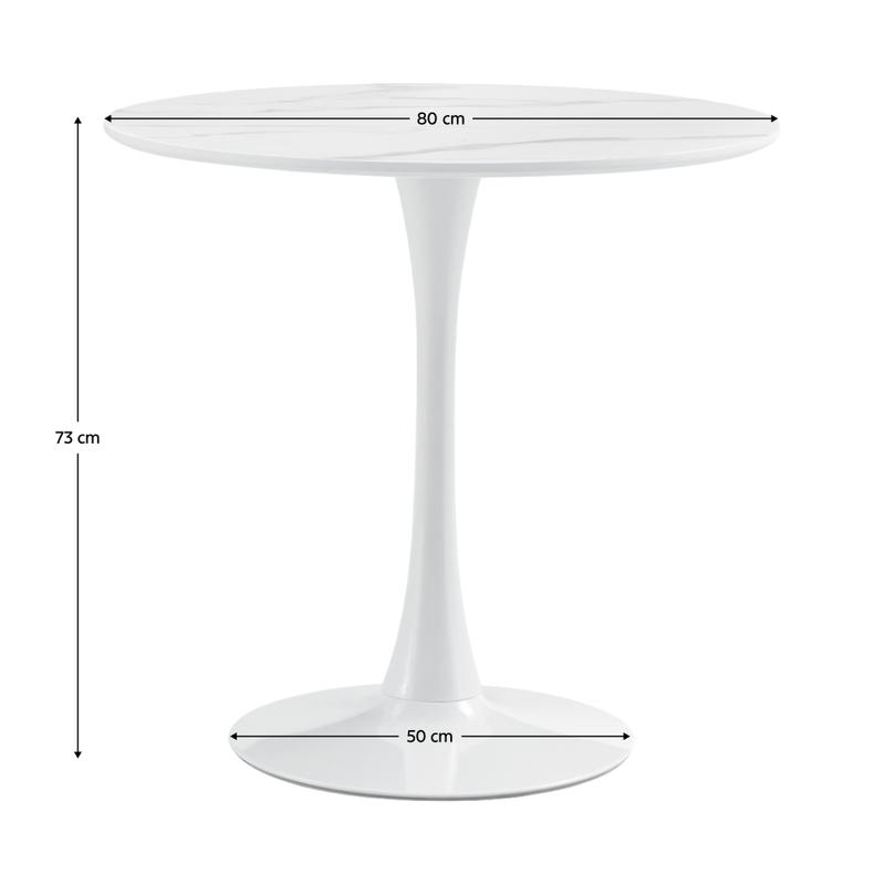 Casa si Gradina - Mobilier - Mese si birouri - Mese bucatarie si dining - Masa de sufragerie, marmura deschisa/alb, diametru 80 cm, LORIAN - Infinity.ro