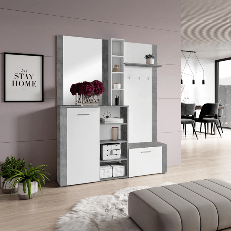 Casa si Gradina - Mobilier - Dulapuri si sifoniere - Dulapuri - Set pentru anticamera, alb/beton, FANDU - Infinity.ro