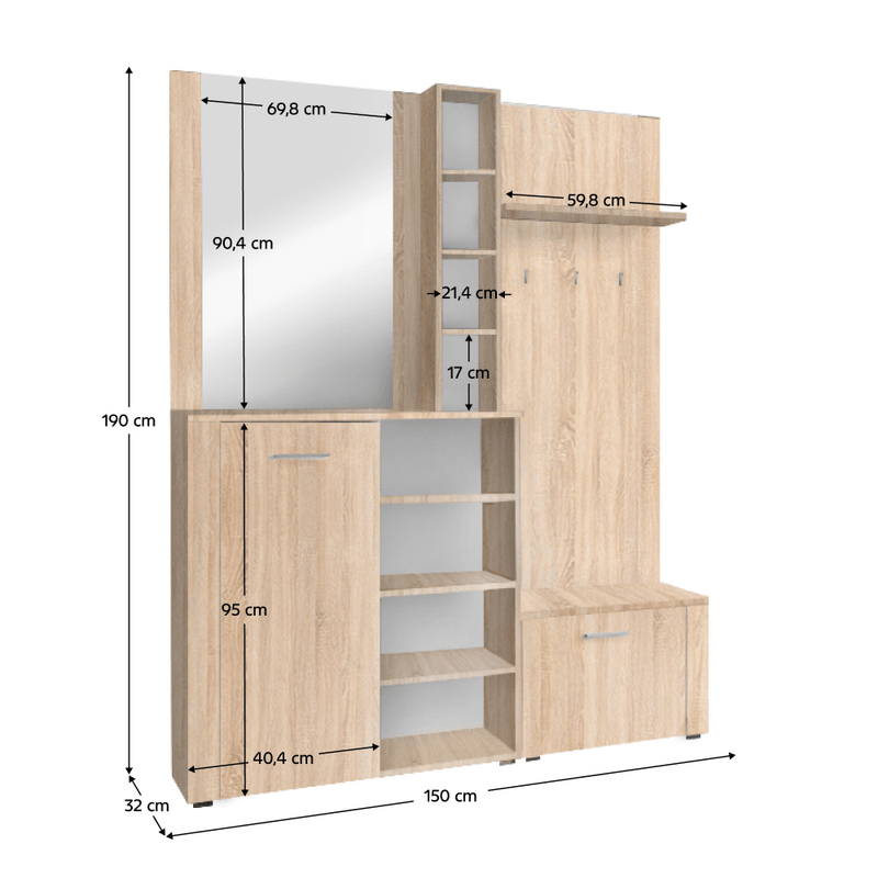 Casa si Gradina - Mobilier - Dulapuri si sifoniere - Dulapuri - Set pentru anticamera, stejar sonoma, FANDU - Infinity.ro