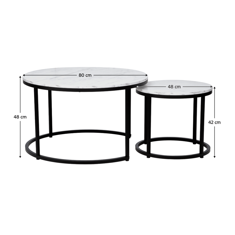 Casa si Gradina - Mobilier - Mese si birouri - Masute de cafea - Masute de cafea, set de 2, alb/negru, CIRKO - Infinity.ro
